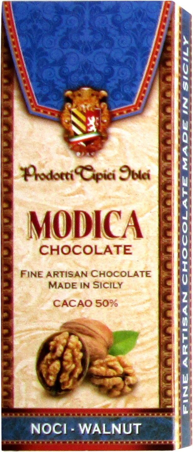 Prodotti Tipici Iblei: Modica Chocolate, Walnut Taste 3.5 Ounce (100gr) Packages (Pack of 3) [ Italian Import ]