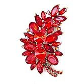 LAXPICOL Vintage Green Austrian Crystal Flower Leaf Bouquet Clusters Large Big Brooch Pin for Women Gold Tone