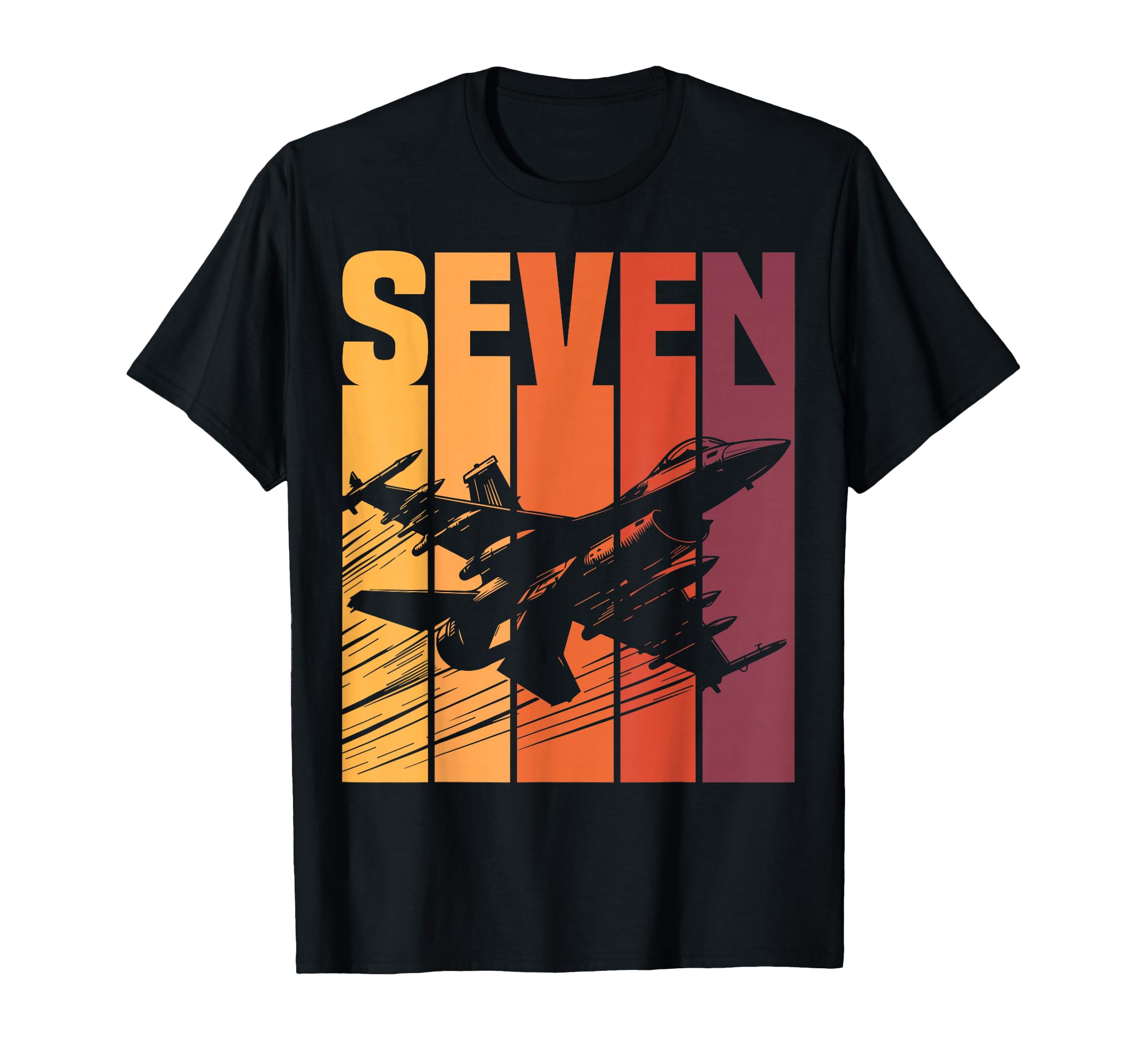Photo 1 of Military Fighter Jet Retro Seven Year Old Boys 7th Birthday T-Shirt