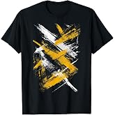 Yellow and Black Dynamic Art Graphic T-Shirt