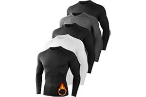 Dalavch 5 Pack Thermal Compression Shirts for Men Long Sleeve Running Gear Undershirt Base Layer for Winter Cold Weather