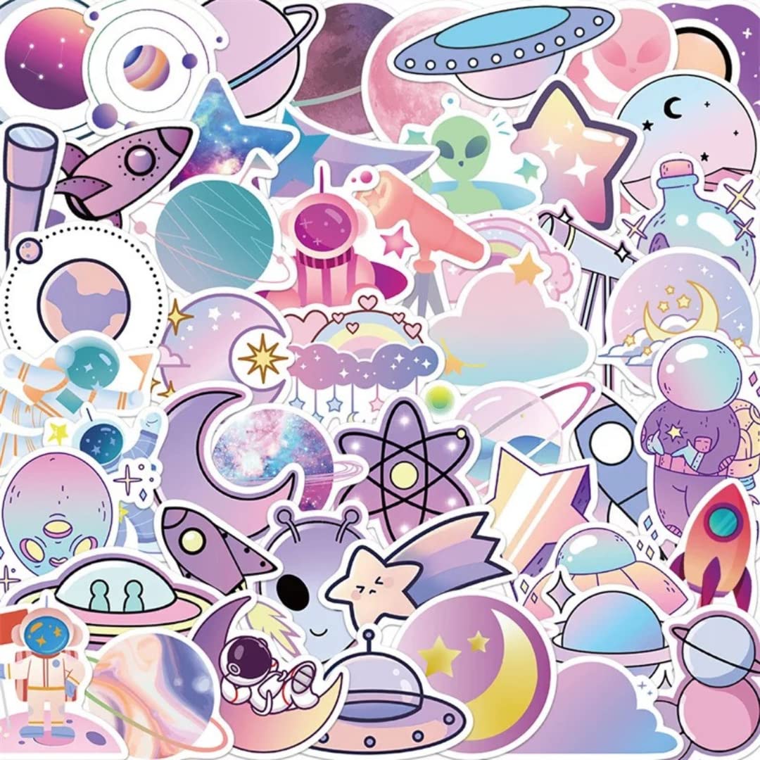 HNTR® Space Stickers | 50 Cute Alien, Planet & Star Stickers | Space Themed Gifts | for Laptops & Scrapbooks — image 1