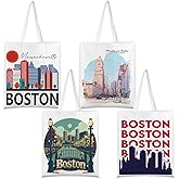 Paterr 4 Pcs City Souvenir Tote Bag-New York Chicago Seattle Los Angeles Boston San Francisco Paris Italy Las Vegas Nashville