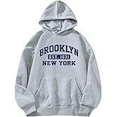 SHENHE Women's Letter Print Long Sleeve Drawstring Pullover Loose Hoodie Sweatshirt Tops