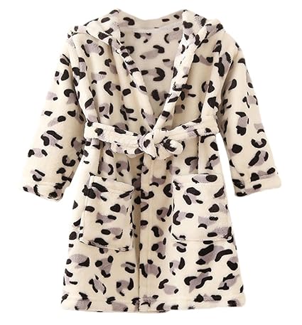 DELEY Unisex Kinder Mädchen Jungen Kapuzen-Bademantel Morgenmantel Weiches Coral-Fleece Nachtwäsche Warm Tier Pyjamas