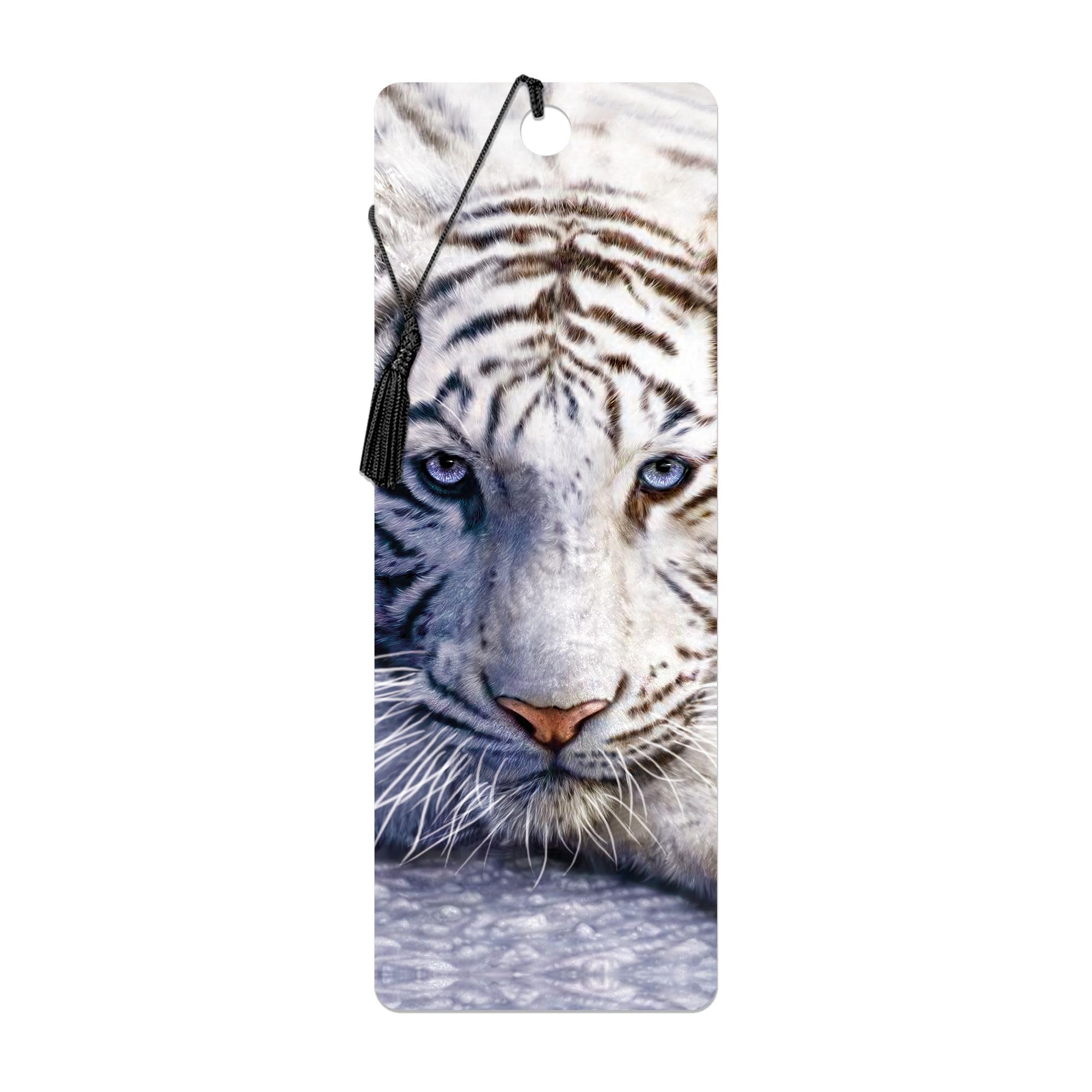 3D LiveLife Bookmark - White Tiger Repose from Deluxebase. Cute Lenticular Tiger Page Marker. Animal Themed Accessories for Book Lovers. Small Gifts for Men, Women, Writers and Teachers.