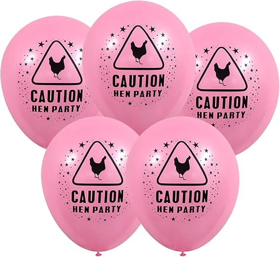 Pack of 15 Pink 'Caution Hen Party' Balloons for Your Girl's Night