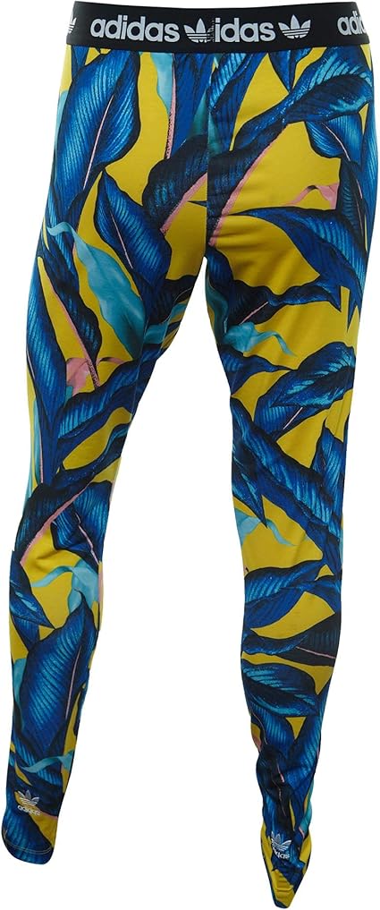 adidas palm print blue leggings