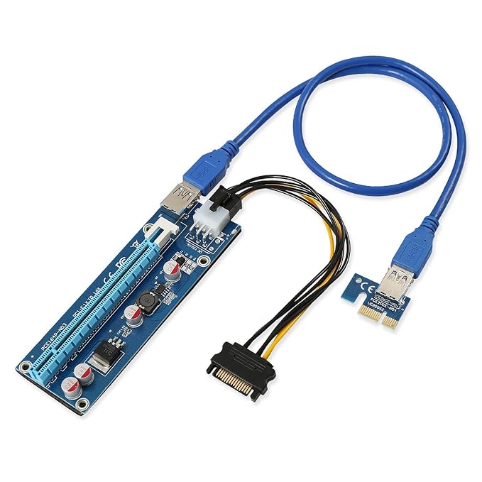 aaa products hochwertigen - PCI-E Express 1 X auf 16 X Extender Riser Karte + SATA 6pin Power Kabel + 60 cm USB 3.0 Verlänger