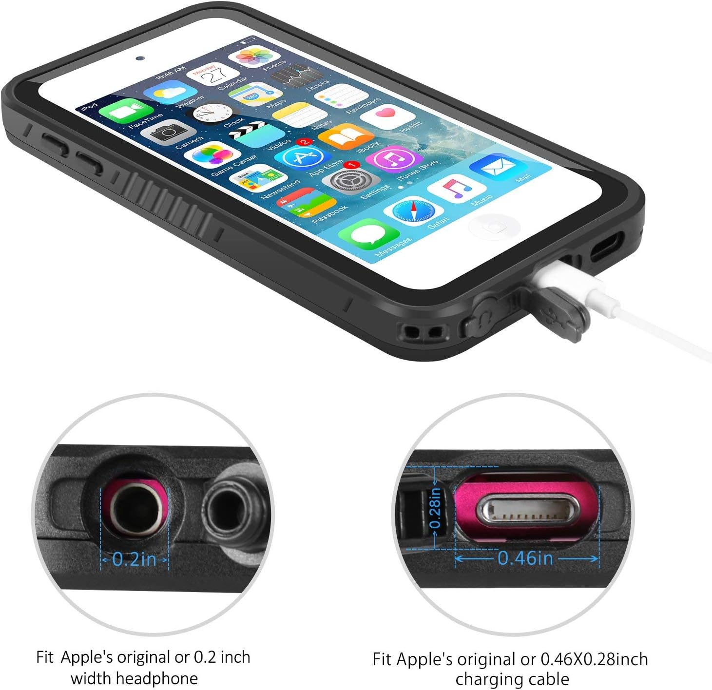 Waterproof Case for iPod 7/ iPod 6/iPod 5, Meritcase Knight Series Waterproof Shockproof Dirtproof Snowproof Case Cover with Kickstand for Apple iPod Touch 5th/6th/7th Generation for Snorkeling