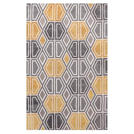 Amazon Com Ginger Yellow Grey Rugs Geometric Soft Warm