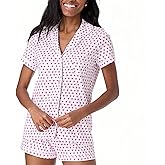Womens Pajamas Set Button Down 2 Piece Cute Monkey Bunny Y2k Preppy Heart Pjs Sets Lounge Comfy Sleepwear