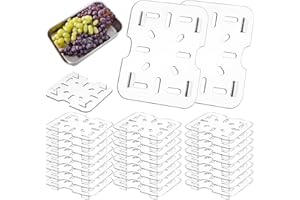 MBAIYO 24 Pcs Plastic Drain Shelf for 1/6 Size Food Pan, Clear PC Drain Trays with Raised Feet Food Drains Grate for Fruits Vegetables Sink Dish Kitchen Restaurant Hotel