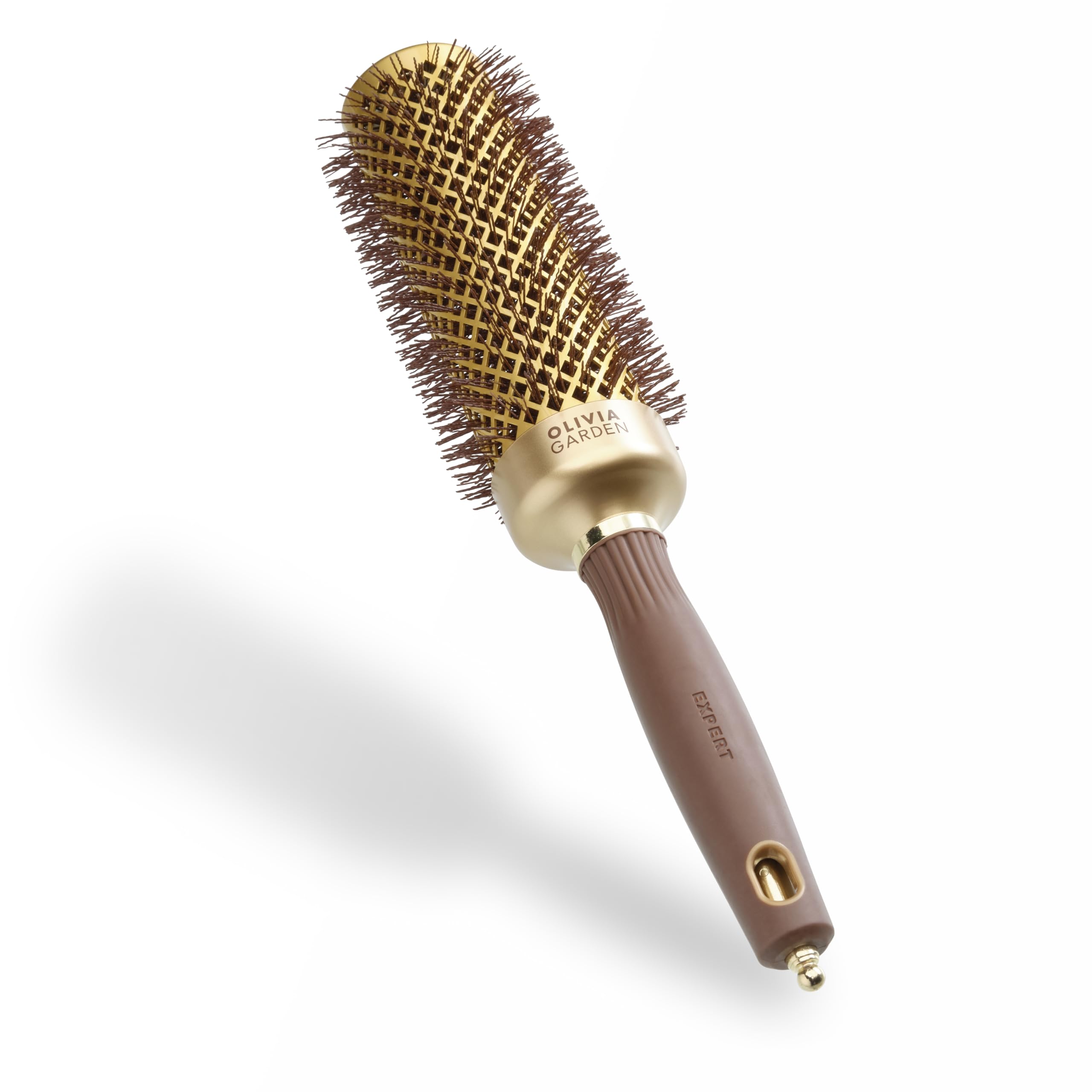 Olivia Garden Expert Blowout Speed – Gold & Brown - 45 - Ceramic Coated Round Brush with Extra Long Barrel for 25% Faster Blowouts — image 1