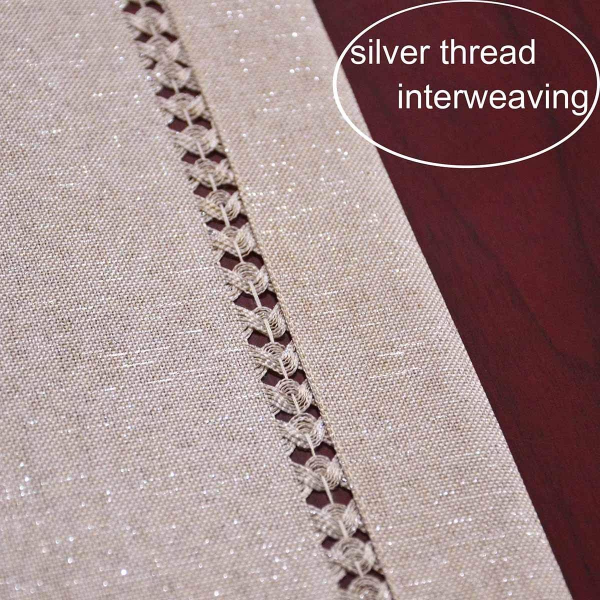 Grelucgo Small Short Hand Hemstitched Dining Table Runner Dresser Scarves, Sliver Thread Interweaving (Light Gray, 14 x 36 Table Runners): Home & Kitchen