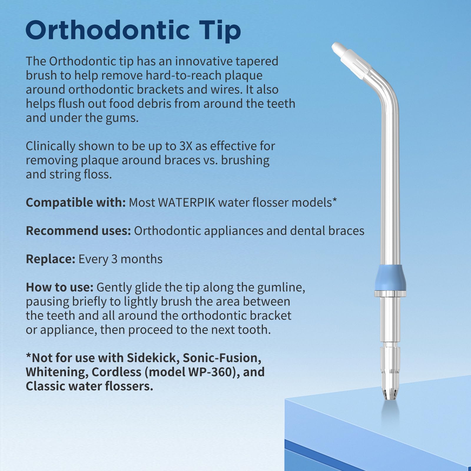 Replacement Heads for Waterpik, Replacement Picks for Water Pik Water Flosser (8 Tips Combo + Storage Case + Travel Case)