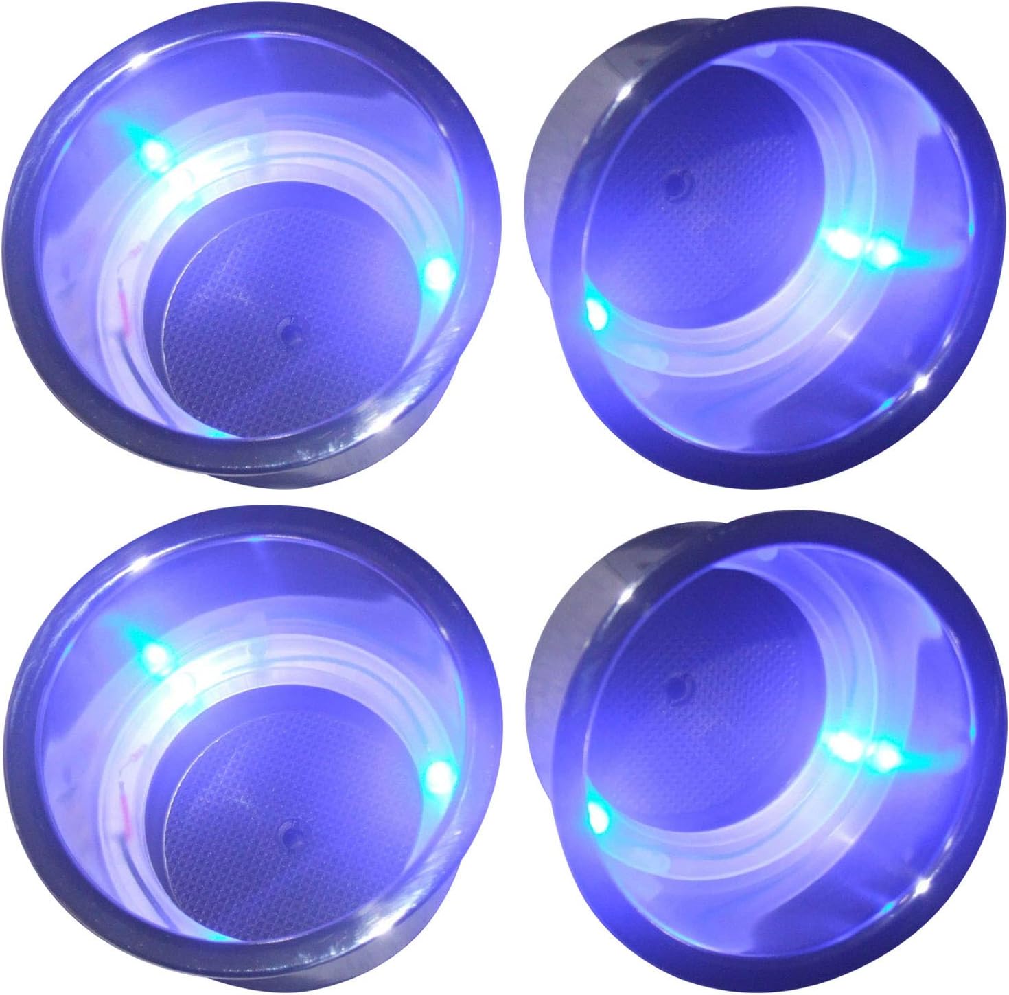 Amarine Made (Set of 4) 3 LED Blue Stainless Steel Cup Drink Holder with Drain & LED Blue Marine Boat Rv Camper