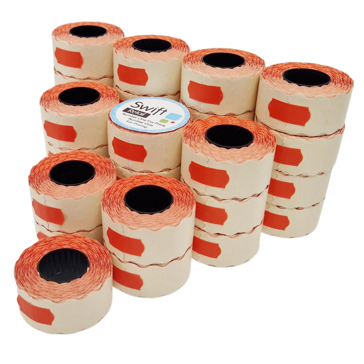 Swift 26 x 12 mm Price Gun Labels Orange 30 Rolls 30,000 Stickers CT4 Wavy Edge Pricemarking Tags Fits Many Pricing Labellers
