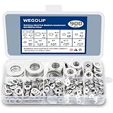 WEGOUP 900 Pcs Stainless Steel Flat Washers for Screws, Assorted Sizes | M2 M2.5 M3 M4 M5 M6 M8 M10 M12 | For Industrial Use | Metal Washers | Washers for Bolts