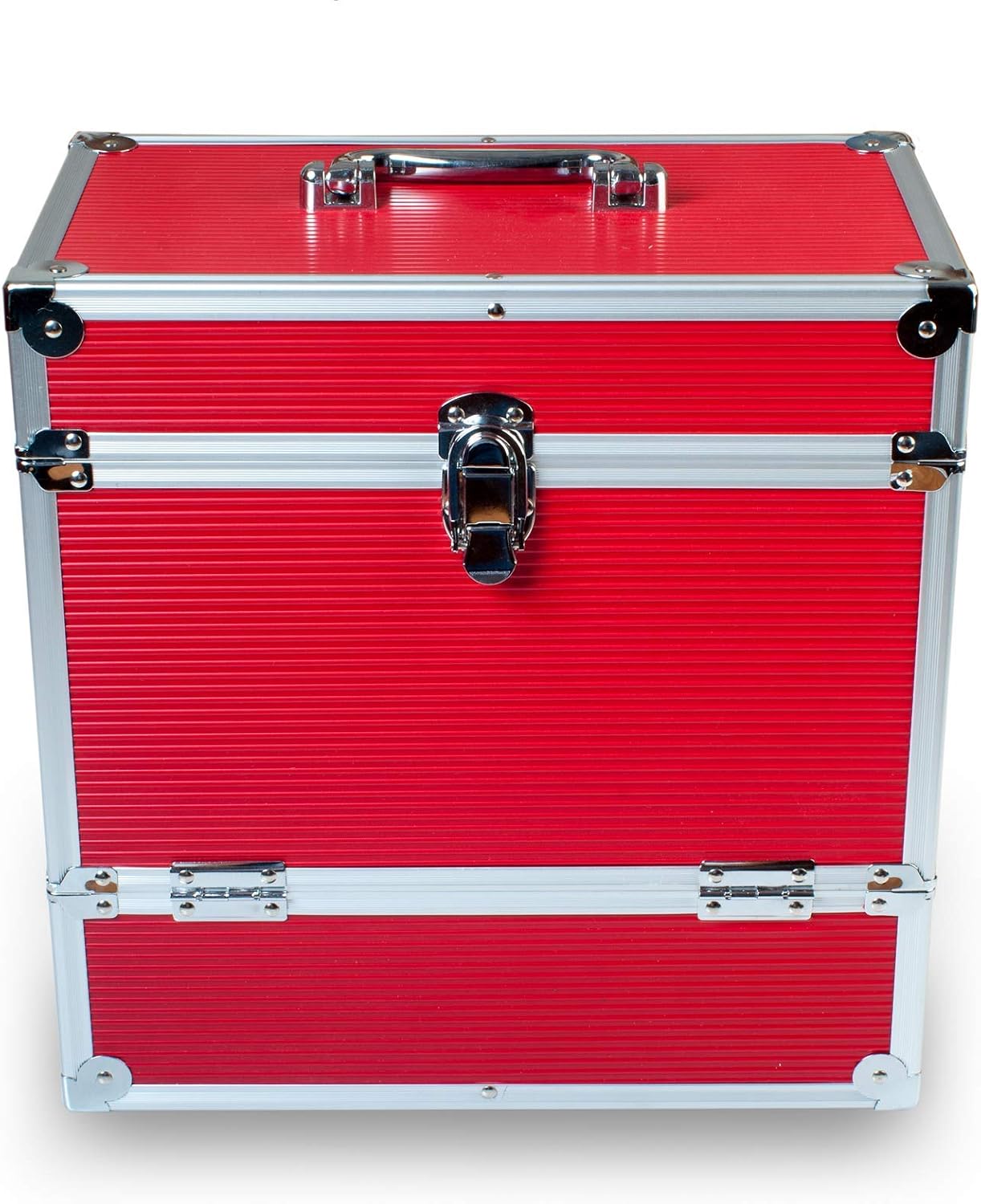 Retro Musique 12 Inch Vinyl Record Storage Case Aluminium with Flip Front Flap for Better Access to Your Vinyl Records Holds Up to 40 Vinyl Records - Image 3