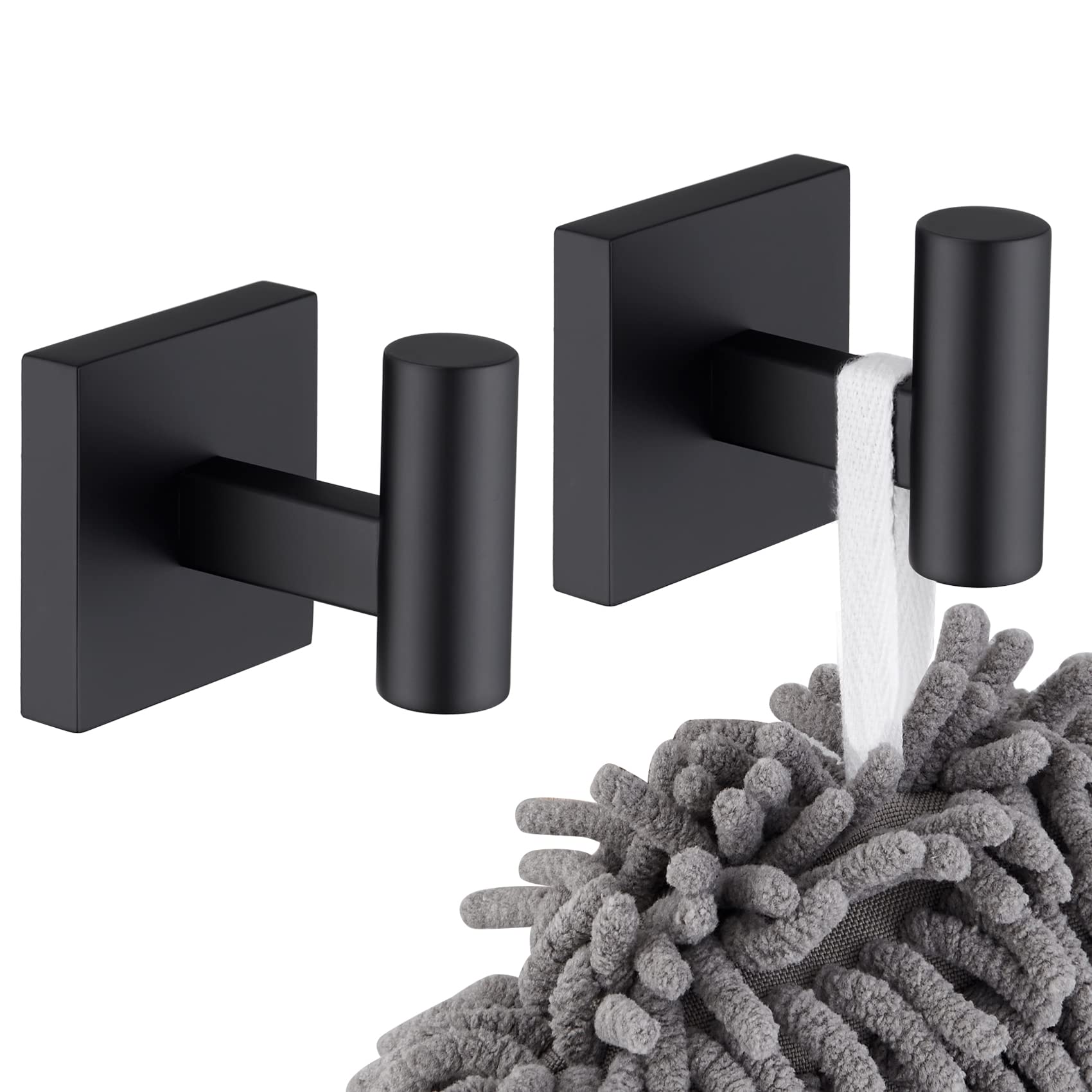 KOKOSIRI Robe Hook Bathroom Towel Coat Hooks Matte Black for Bath Kitchen Wall 2 Pack Stainless Steel B1013BK-P2 โ image 1