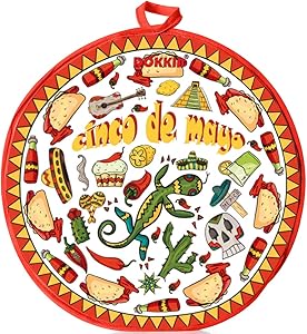 LEONAL Tortilla Warmer Taco 12 Inch Insulated Pouch Cloth - Microwave Use Fabric Bag to Keep Food Warm for up to One Hour (12 Inch, Fiesta Skull Sunburst Sombrero Maracas)