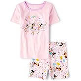 The Children's Place girls 100% Cotton Short Sleeve Top and Shorts,2 Piece Pajama Set