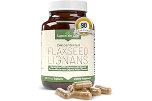 Lignans For Life Flaxseed and SDG - Omega 3 Fatty Acids, Fiber Antioxidants - Helps Improve Shiny Coat, Digestive and Heart Health, 25mg, 90 Capsules, 1 Pack