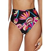 Trina Turk Women's Luminary Reversible High Waisted Bikini Bottom, Floral Print, Cheeky Coverage, Swimwear Separates