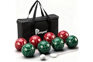 Pointyard Bocce Ball Set, 90mm Resin Bocce Ball Set with 8 Resin Bocce Balls/1 Pallino/Nylon Zippered Bag/Measuring Tape - Outdoor Lawn Games for Adults Family/Yard/Beach Game