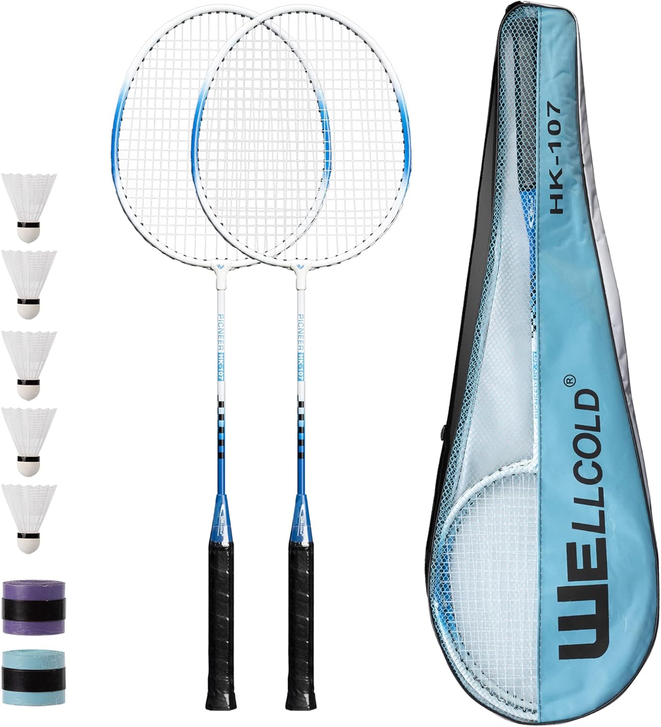 TENNHOOOLL Ultra-Light Alloy Badminton Racquet Set of 2, 2 Rackets, 5 Shuttlecocks and 2 Tennis Grip Tapes and 1 Racket Bag for Beginners and Professional Sports : Sports & Outdoors