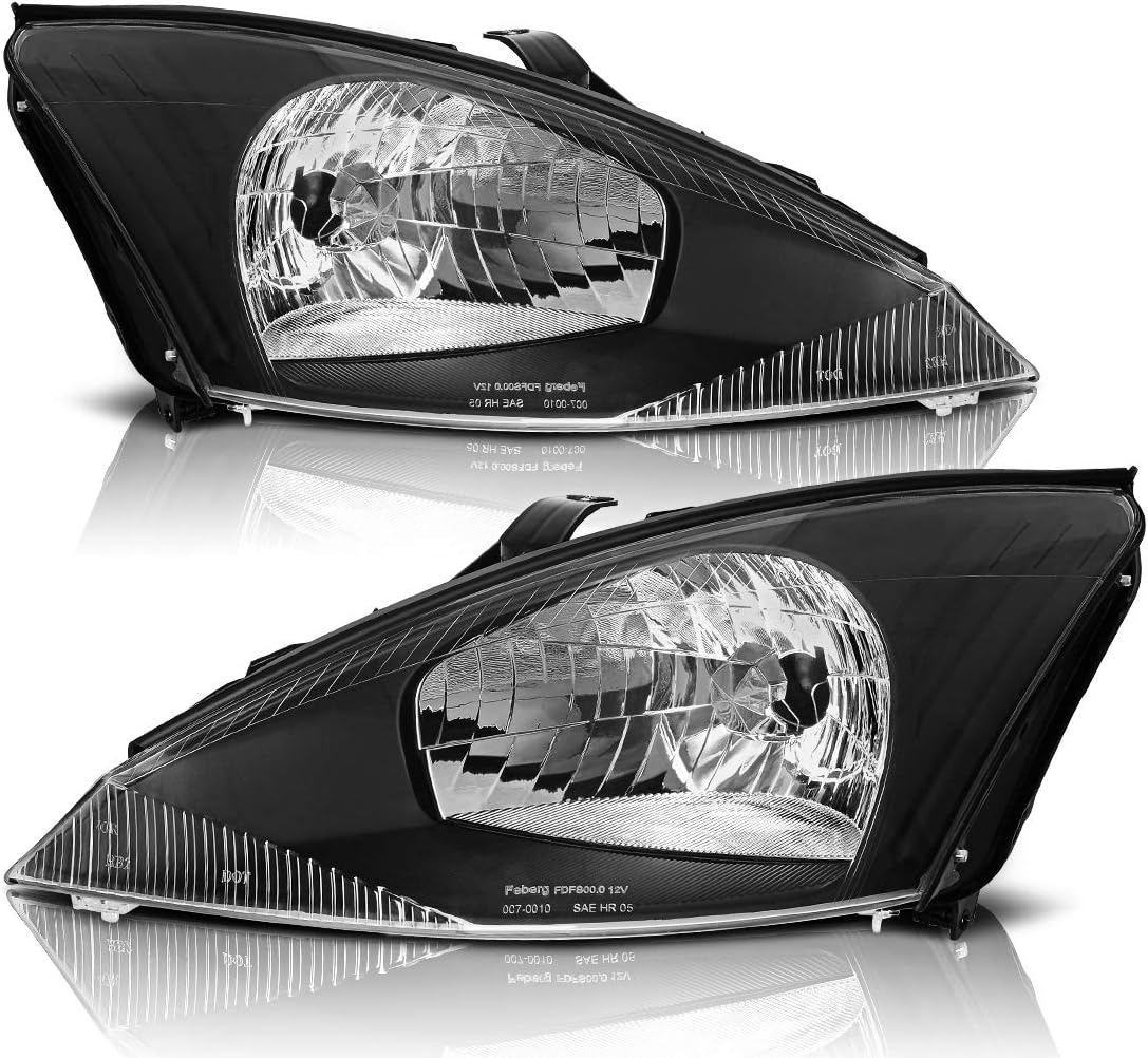 Amazon Com Autosaver88 Headlight Assembly Compatible With 2000 2004 Ford Focus Black Housing Clear Lens Driver And Passenger Side Automotive