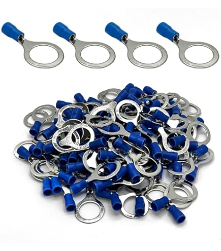 16-14 Gauge High-Temperature Ring Terminals 1/4 Stud - Pack Of 50 Nickel Plated Connectors