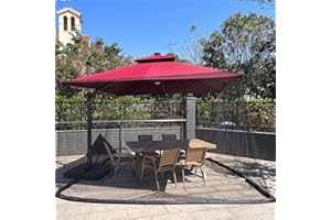 Umbrella Mosquito Netting, Gazebo Parasols Hanging Table Screen 7-13 Ft Canopy Curtains Double-Sided Adjustable Fly Bug Net C