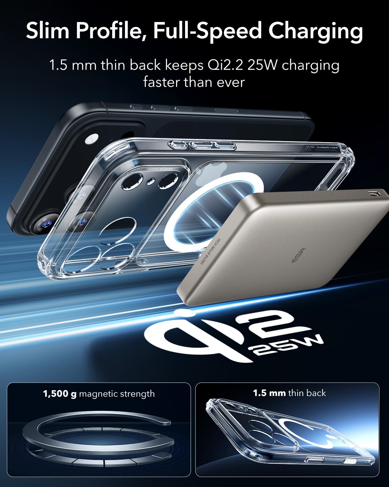 ESR for iPhone 17 Pro Max Case, Camera Control, Compatible with MagSafe, Shockproof Military-Grade Protection, Magnetic Phone Case for iPhone 17 Pro Max, Classic Hybrid Case, Clear