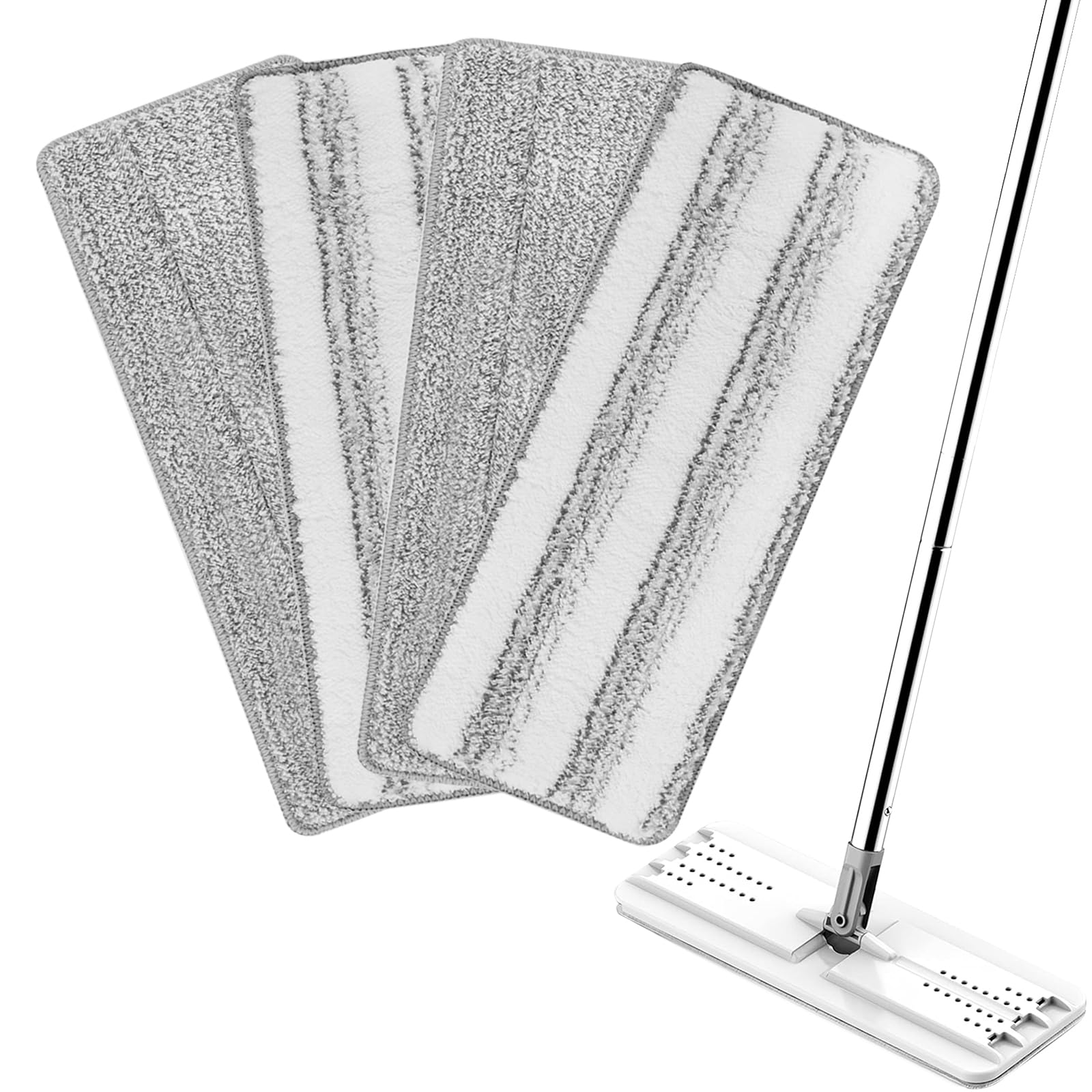 Photo 1 of Yicotira 4 Pack Mop Replacement Pads Compatible with Joymoop Flat Mop or Mop Bucket Set - Microfiber Flat Mop Pads for All 13" X 4.9" Squeeze Flat Floor Mop - Washable Mop Head Replacement