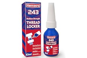 HANNAERA Thread Lock 243 Blue 1.69 Fl oz/50 ml Medium Strength, Lock & Seal Nuts, Bolts, Fasteners and Metals, Blue Threadlocker Against Losening and Leakage(50ml/1pack) (243-10ml)