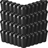 Honeydak 45 Pack 12 oz Reusable Coffee Cups with Lids Portable Tea Cups Reusable Hot Coffee Mugs Tumblers Bulk Plastic Tumblers Travel Drinks Mugs for Hot and Cold Drinks(Black)