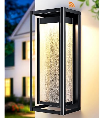 AXOTEXE Dusk-to-Dawn Outdoor Wall Sconce – 12" Black Modern Fixture With Frosted Glass, E26 Base, Weatherproof For Porch, Patio, And Garage