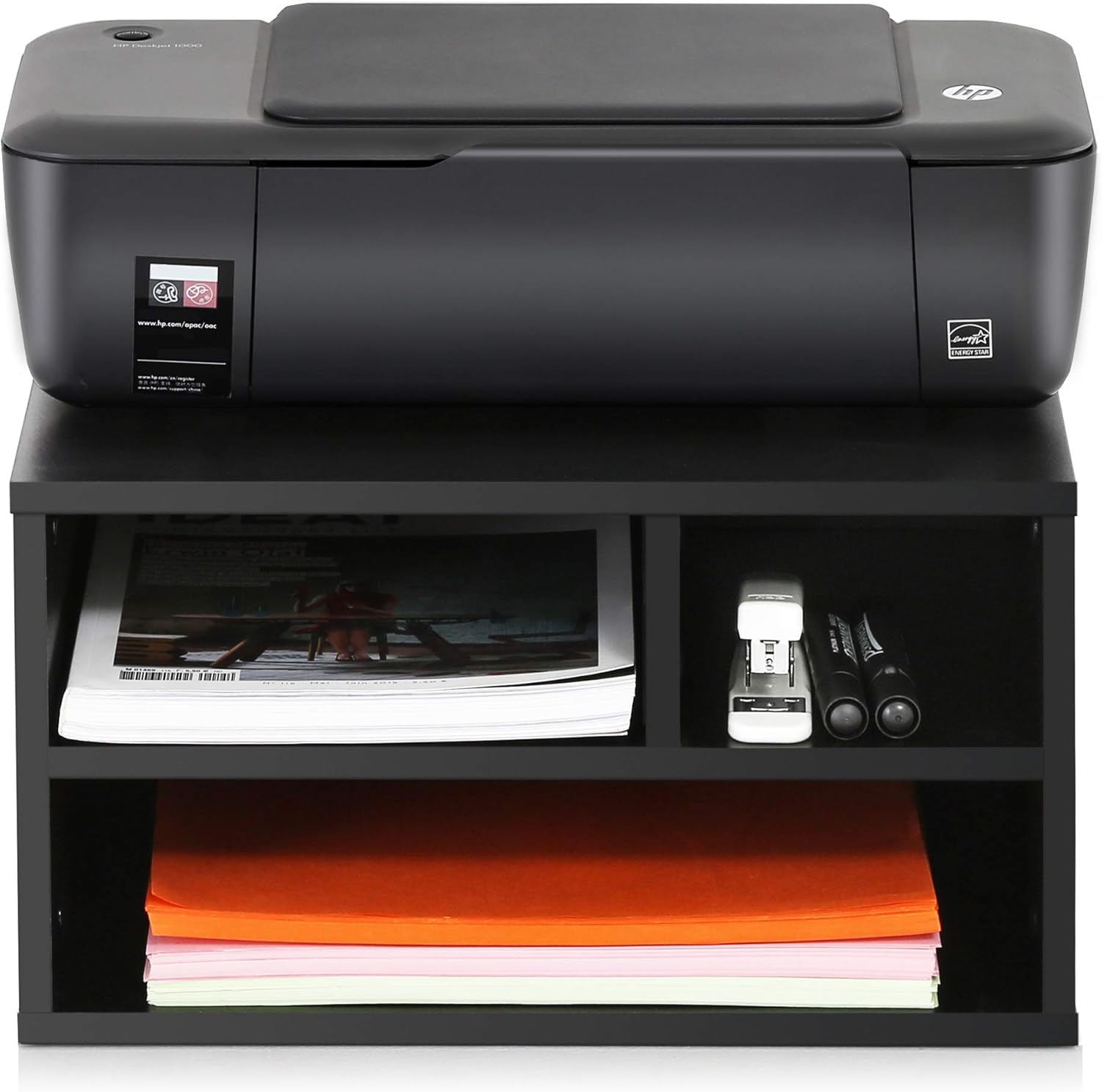 FITUEYES Wood Printer Stands with Storage, Workspace Desk Organizers for Home & Office, Black, DO304001WB : Office Products