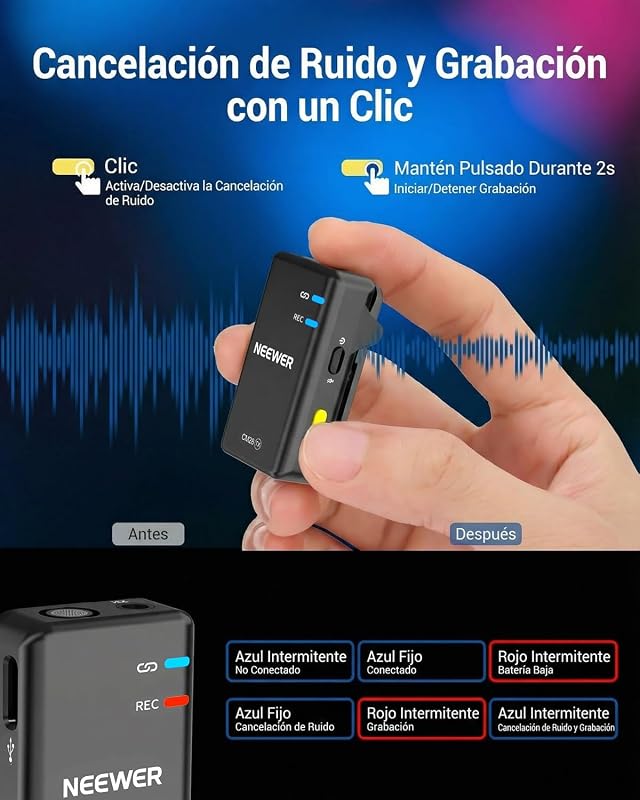 Sistema de microfone sem fios CM28 com carregamento da caixa, cancelar ruído, 4GB de armazenamento, gravação 9H, áudio 16 bits, lapela do microfone compatível com iPhone, iPad, câmara do PC Android