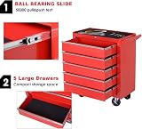 DURHAND 5-Drawer Lockable Tool Storage Cabinet with Wheels Red 69x33x75 cm view 4