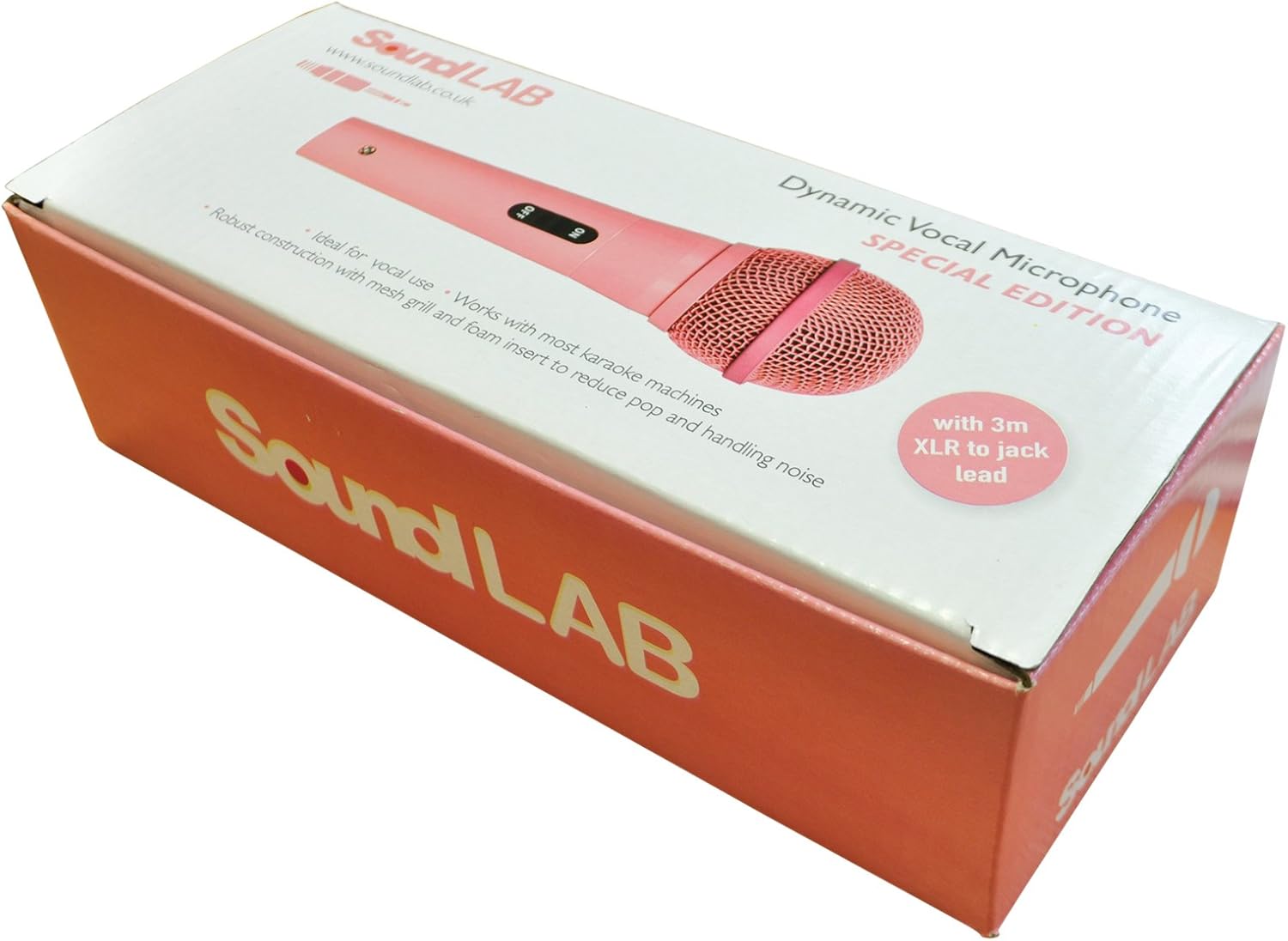 SoundLAB Dynamic Vocal Microphone With Lead in Pink - Image 3