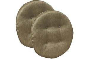 Klear Vu Omega Gripper Non-Slip Tufted Round Barstool Cushion for Dining Rooms, Cafes, Bars and Restaurants, 14” Gold 2 Pack
