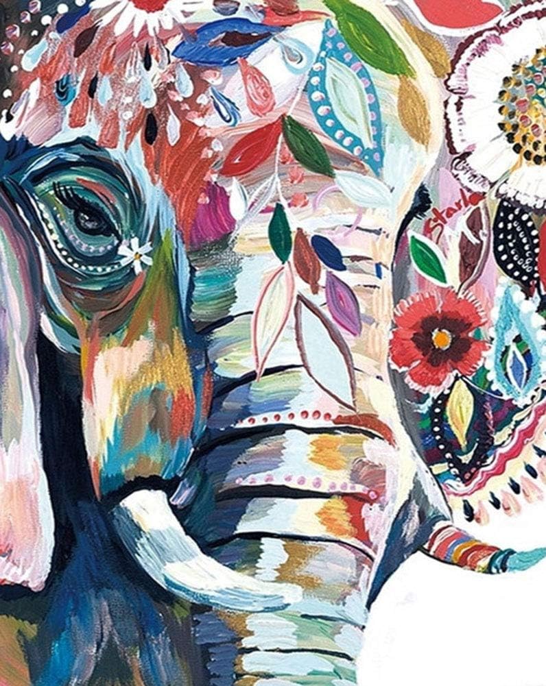 ABEUTY DIY Paint by Numbers for Adults Beginner - Colorful Elephant Head Animal 16x20 inches Number Painting (No Frame)