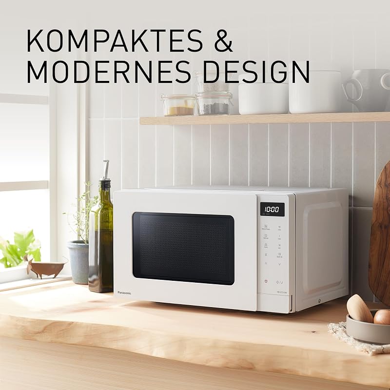 NN-ST21QWEPG 20L Solo-Mikrowelle mit Drehteller, 800 W, automatisches Auftauen, 11 Automatikprogramme, LED-Anzeige, 5 Leistungsstufen, digitaler Timer, Weiß