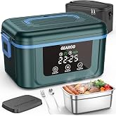 GEARGO 𝟐𝟎𝟐𝟔 Cordless Electric Lunch Box for Adults, 6.7 Cups &amp; 24000mAh Rechargeable Heated Lunch Box with Ice Crystal Box, 24 Hours Scheduled Self Heating Lunchbox For Men Women(Green)