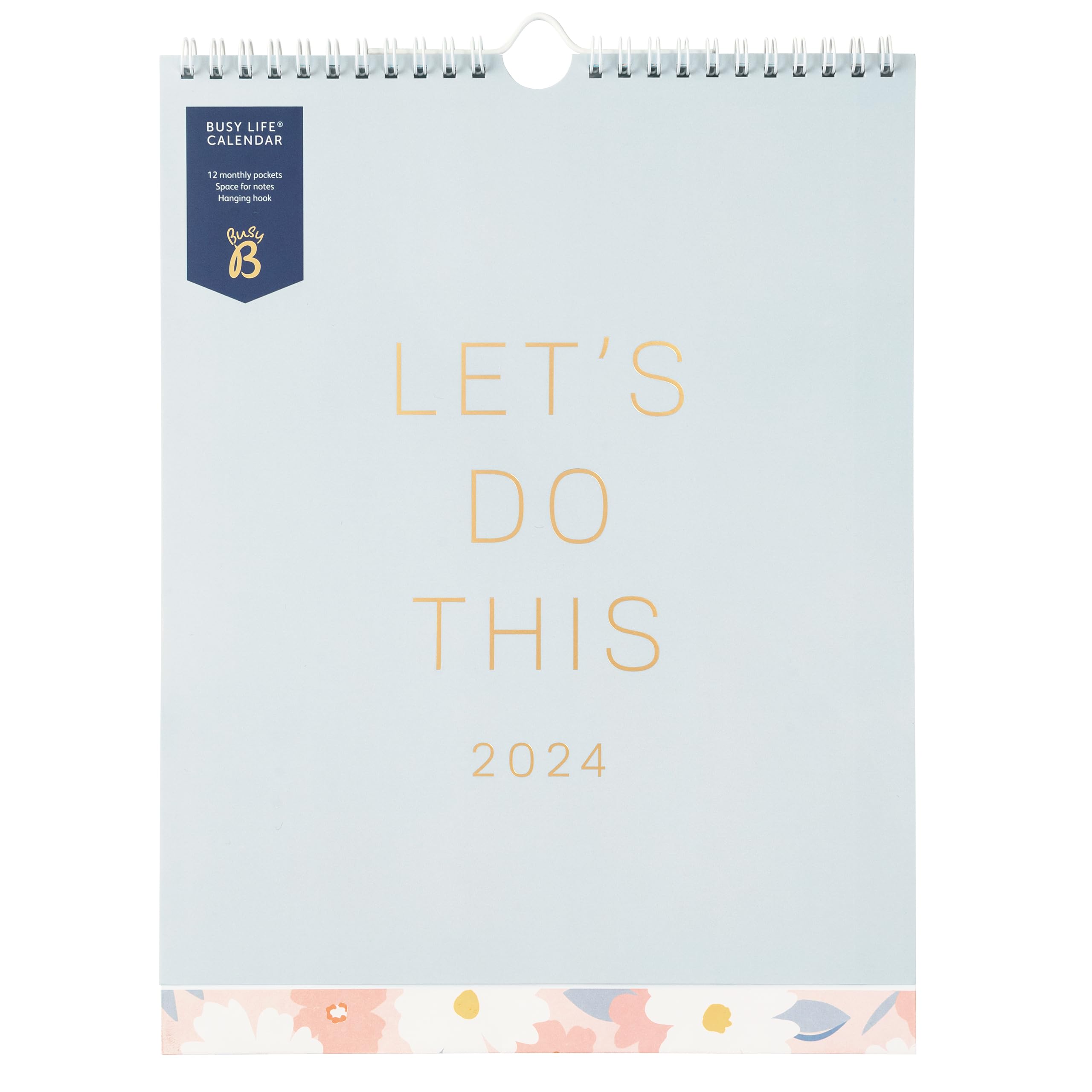Busy B Busy Life Calendar January to December 2024 - Blue - Monthly Calendar with Pockets and To Do's