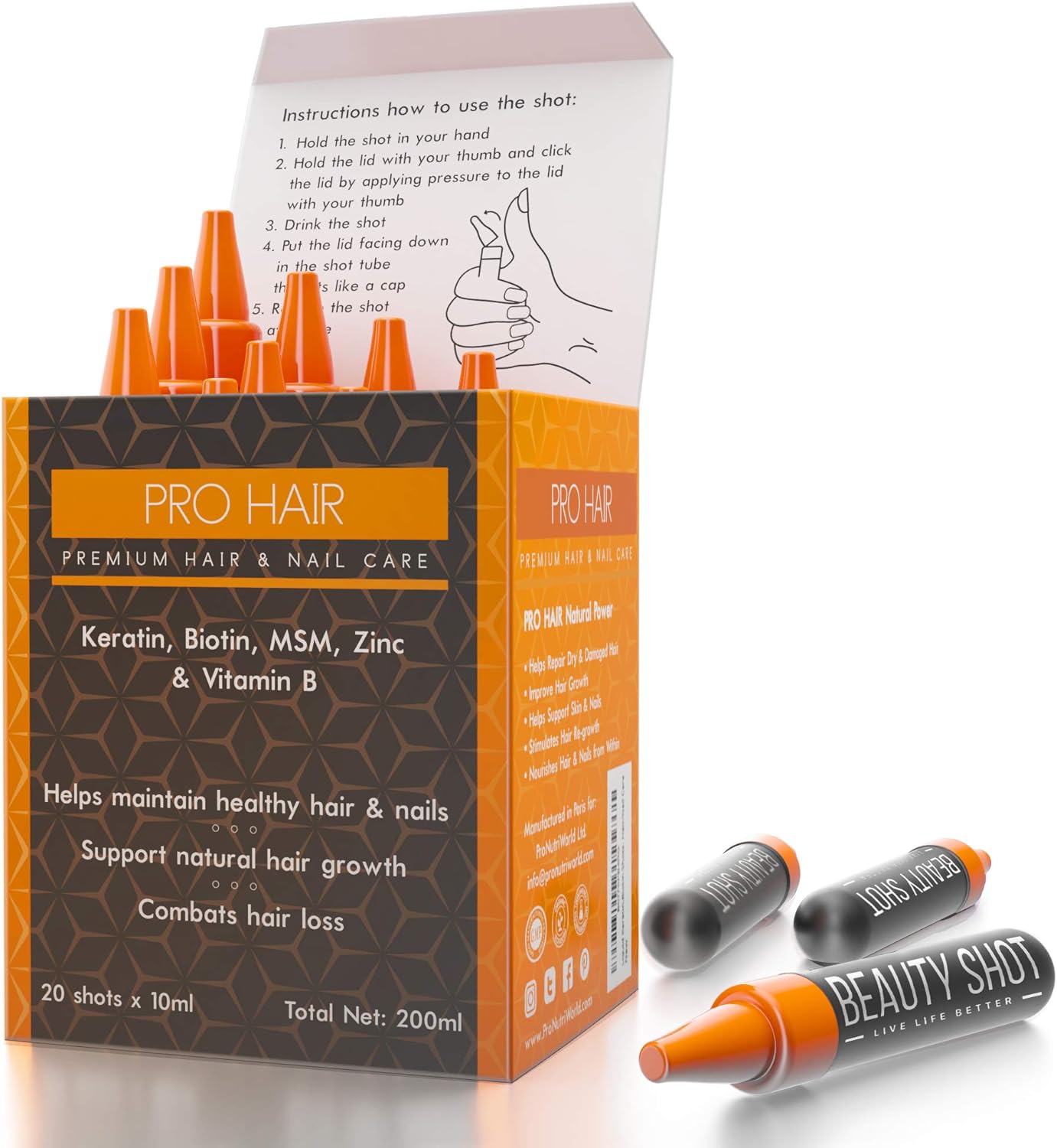 Pro Hair Vitamins, Vegetarian Liquid Hair Vitamins with Zinc, Biotin