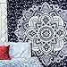 BLEUM CADE Mandala Tapestry Wall Hanging Dark Blue & White Psychedelic Tapestry Wall Art Floral Decorative for Bedroom Living Room 51